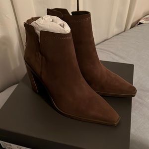 Vince Camuto booties. Brown suede, 9.5